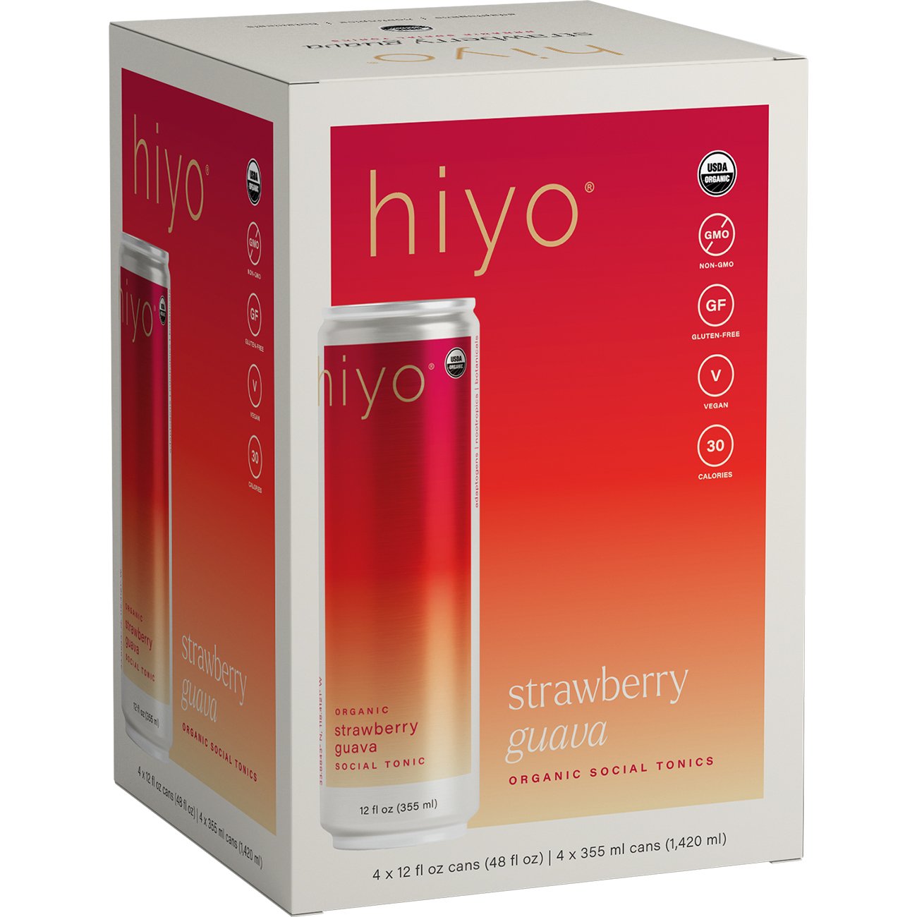 hiyo Organic Non-Alcoholic Social Tonic 4 pk Cans - Strawberry Guava