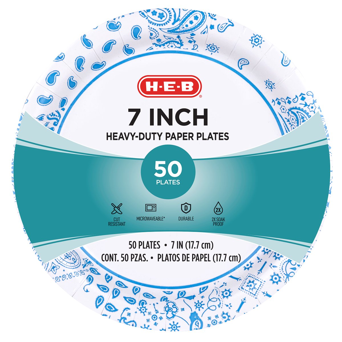 H-E-B Heavy Duty 7 in Dessert Paper Plates
