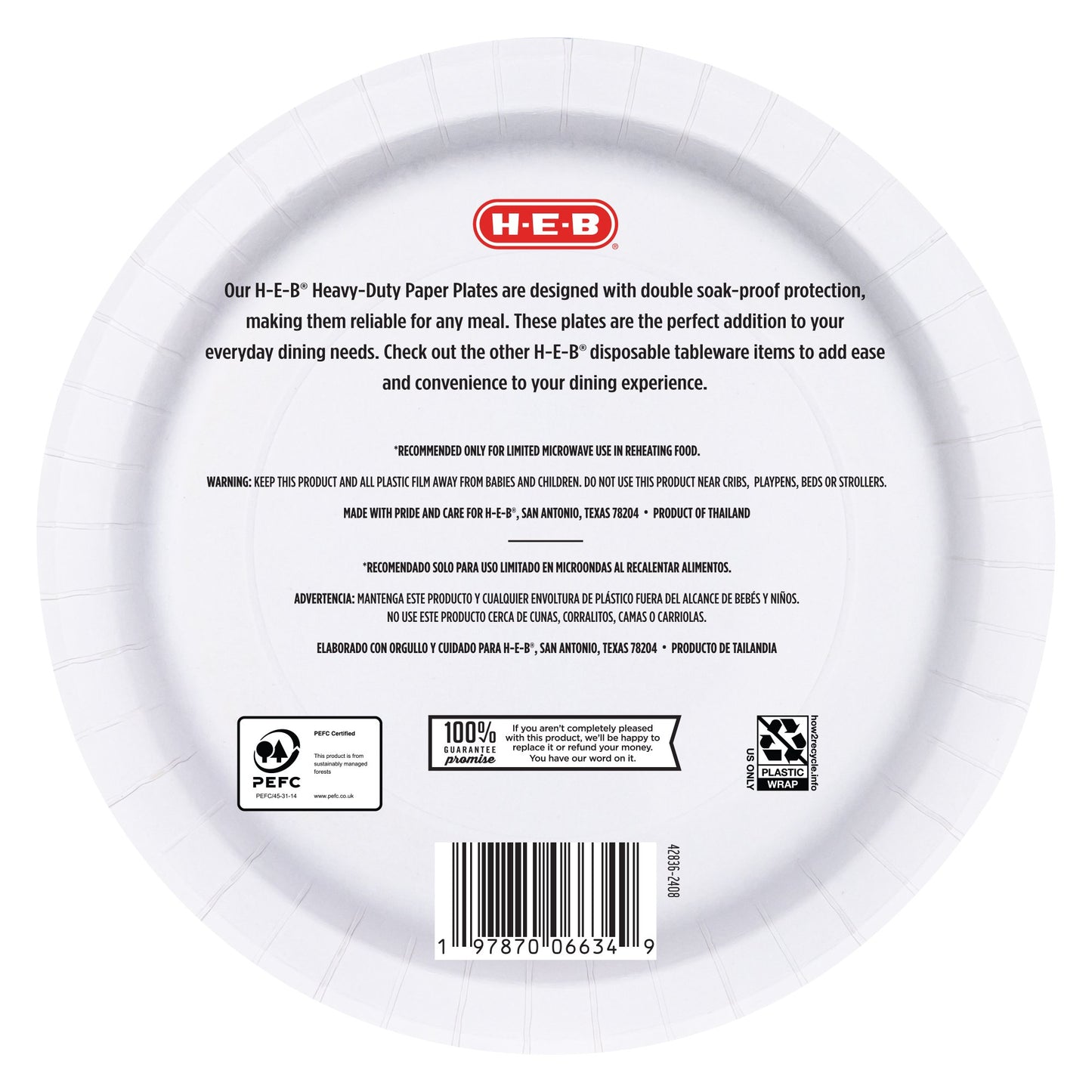 H-E-B Heavy Duty 10 in Dinner Paper Plates
