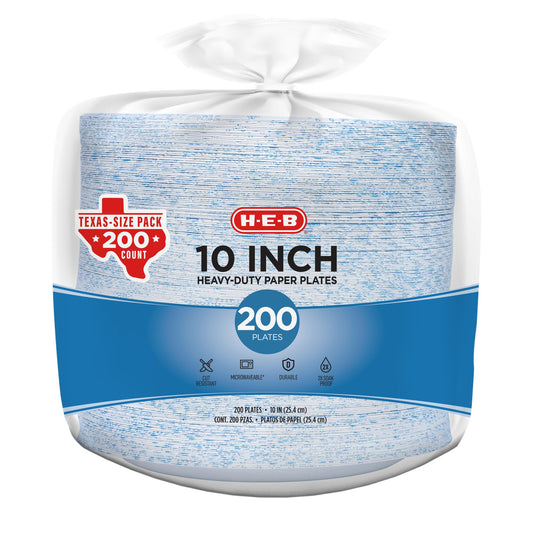 H-E-B Heavy Duty 10 in Dinner Paper Plates - Texas-Size Pack