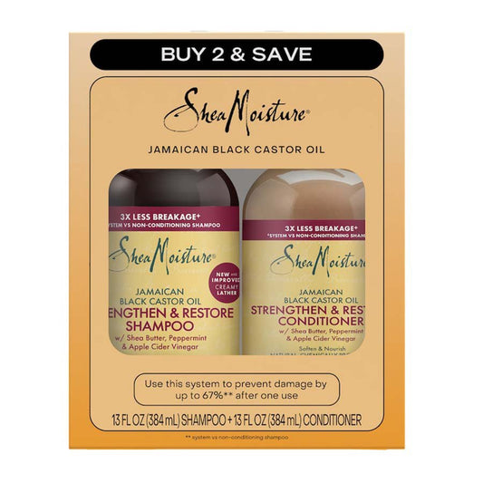 SheaMoisture Strengthen & Restore Shampoo & Conditioner - Jamaican Black Castor Oil