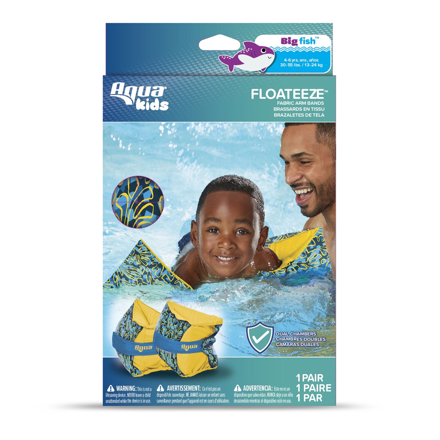 Aqua Leisure Kids FloatEez Fabric Arm Bands - Blue