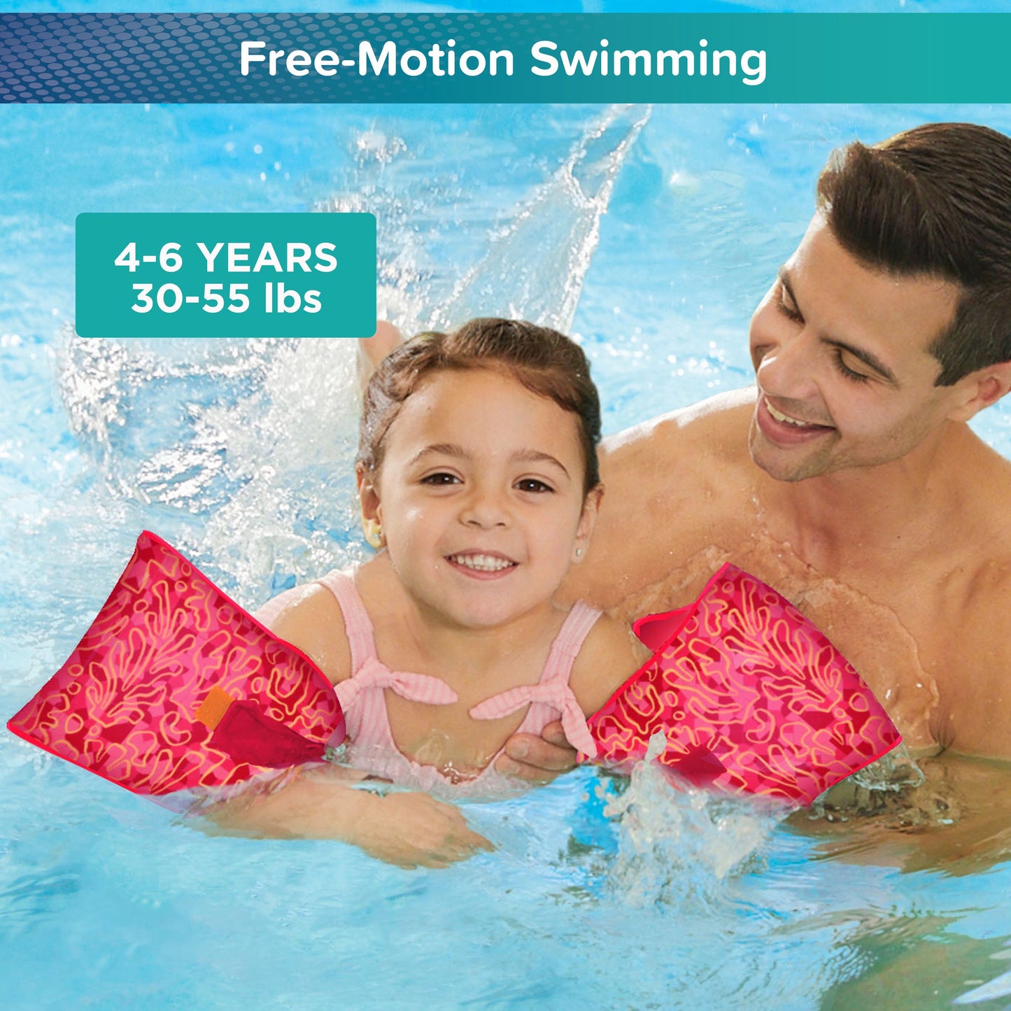 Aqua Leisure Kids FloatEez Fabric Arm Bands - Pink
