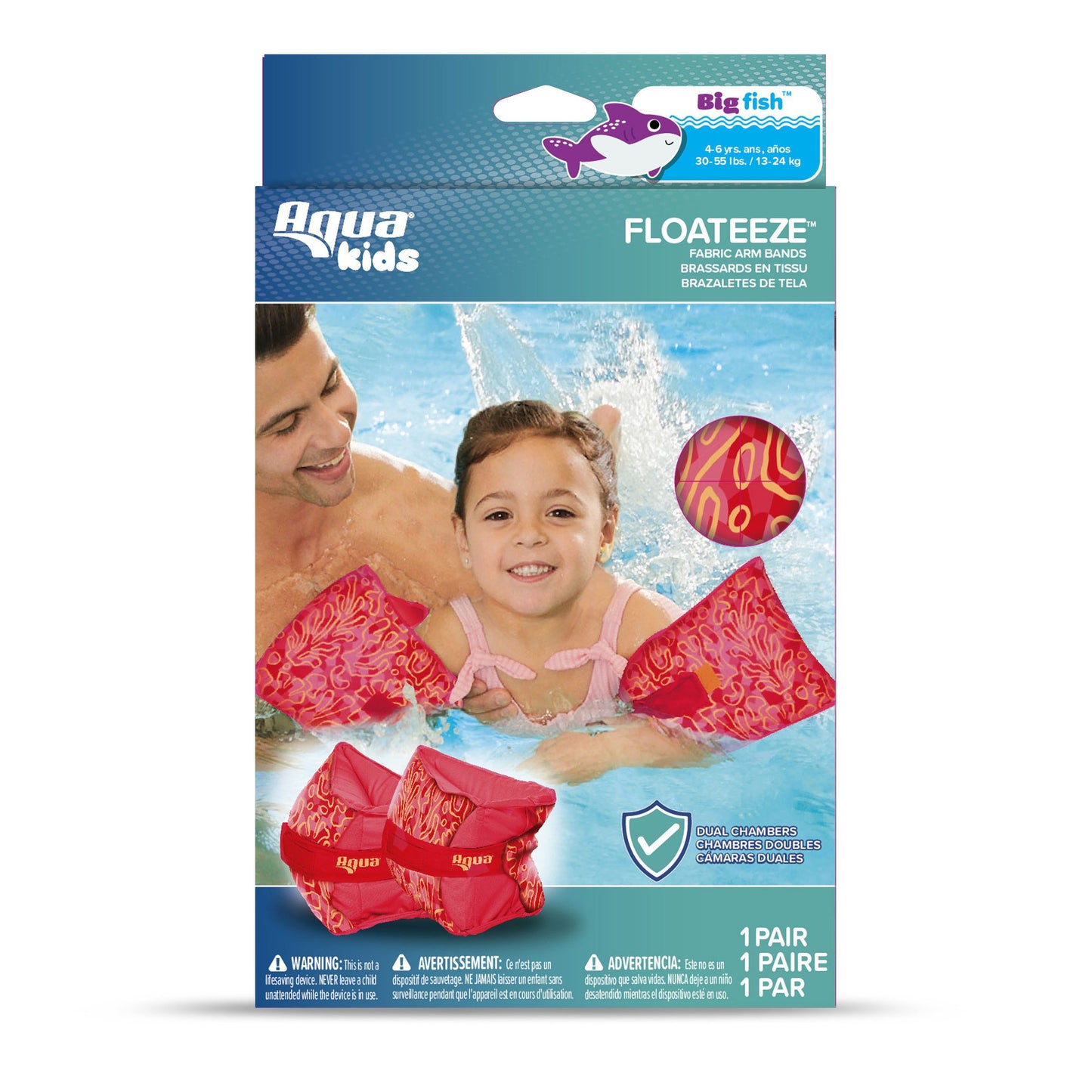 Aqua Leisure Kids FloatEez Fabric Arm Bands - Pink