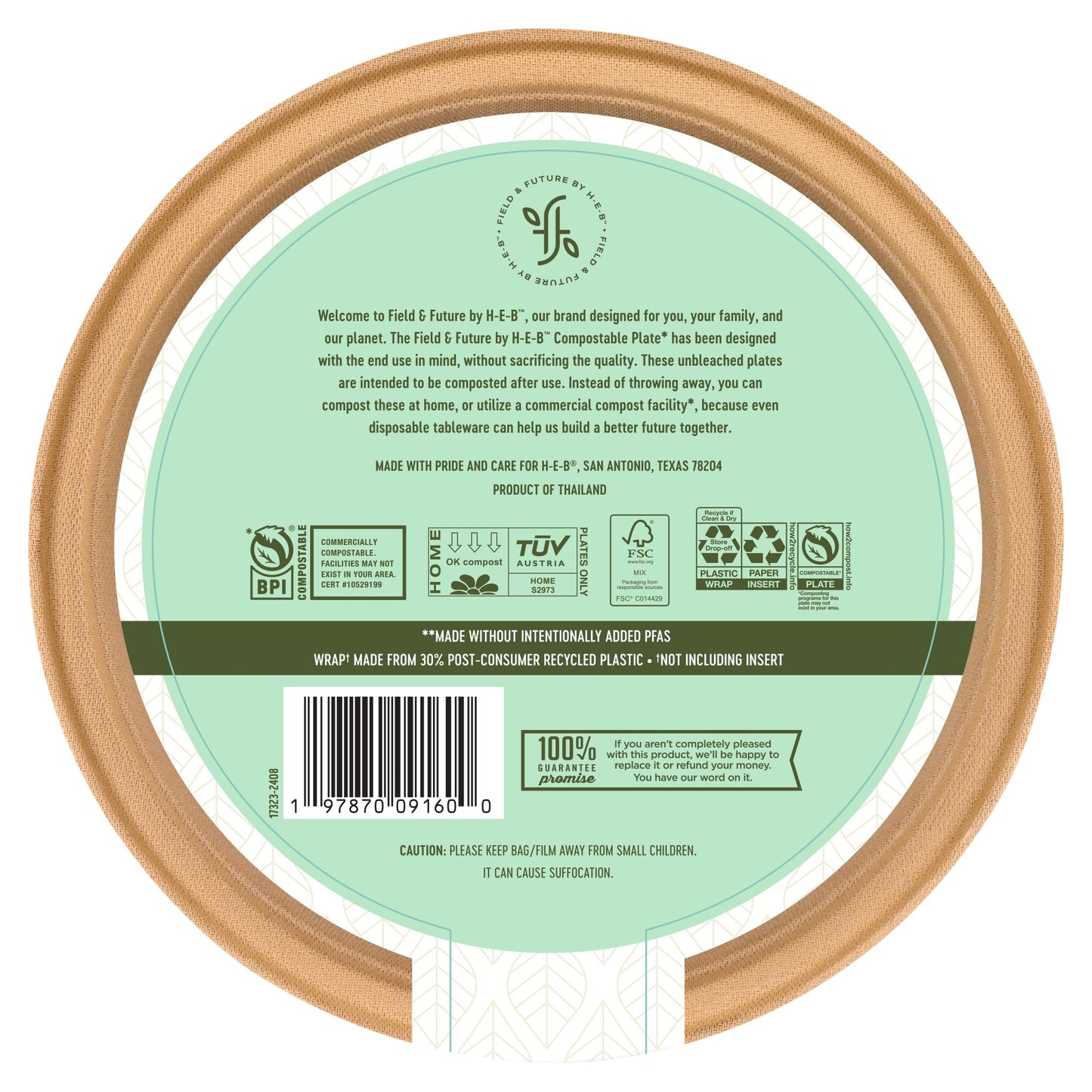 Field & Future by H-E-B Extra Strong Compostable Paper Plates, 10 in