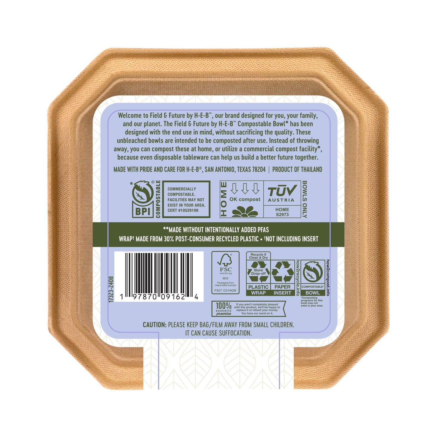Field & Future by H-E-B Extra Strong Compostable Paper Bowls, 20 Ounce