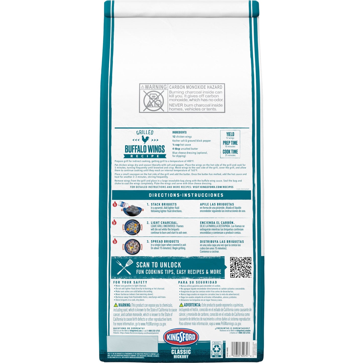 Kingsford Charcoal Briquettes with Classic Hickory, BBQ Charcoal for Grilling