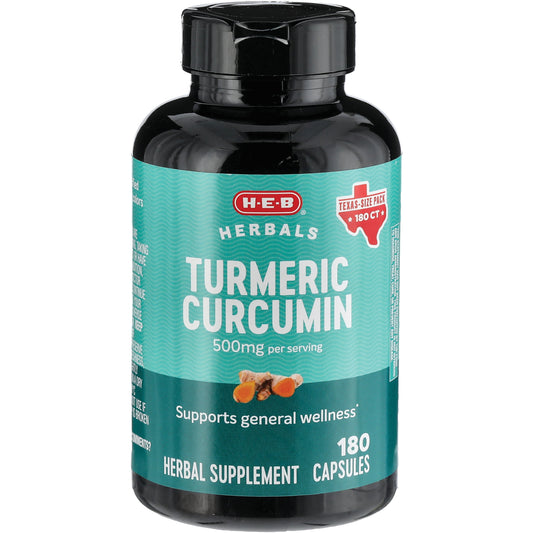 H-E-B Herbals Turmeric Curcumin Capsules - 500 mg Texas-Size Pack