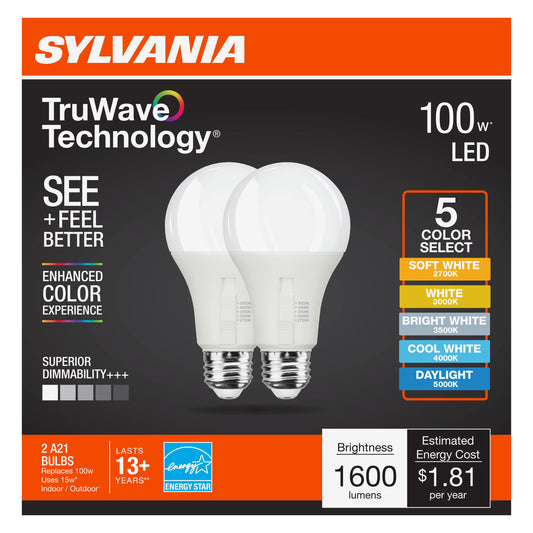 Sylvania TruWave A21 100-Watt LED Light Bulbs