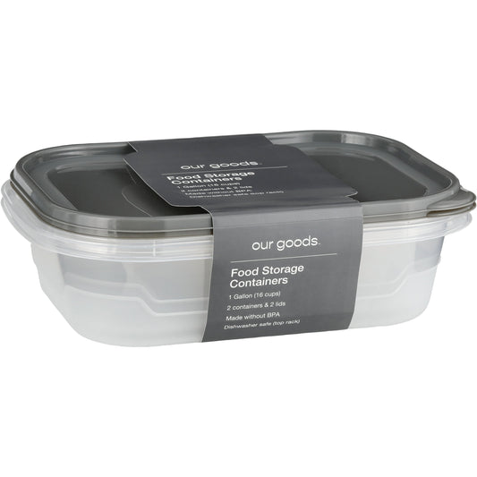 our goods Rectangle Food Storage Containers, 2 pk