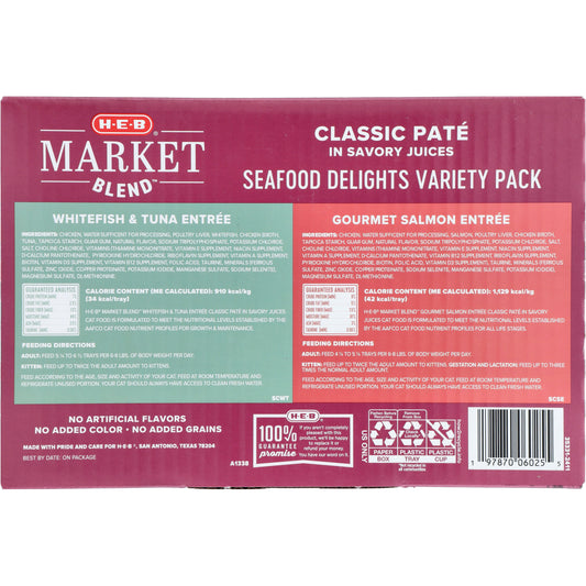 H-E-B Market Blend Split Cups Pate Wet Cat Food - Seafood Variety