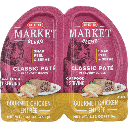 H-E-B Market Blend Split Cups Pate Wet Cat Food - Gourmet Chicken Entree