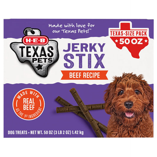 H-E-B Texas Pets Jerky Stix Dog Treats - Beef Recipe - Texas-Size Pack