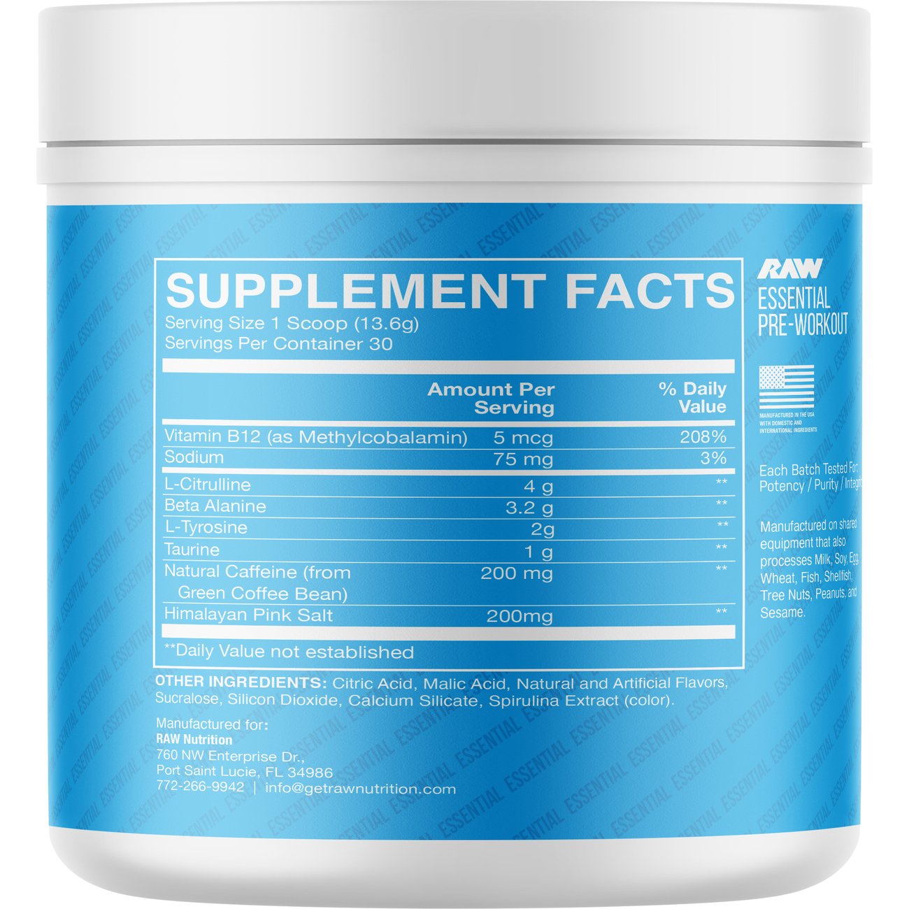 Raw Bum Essential Pre-Workout - Blue Raspberry