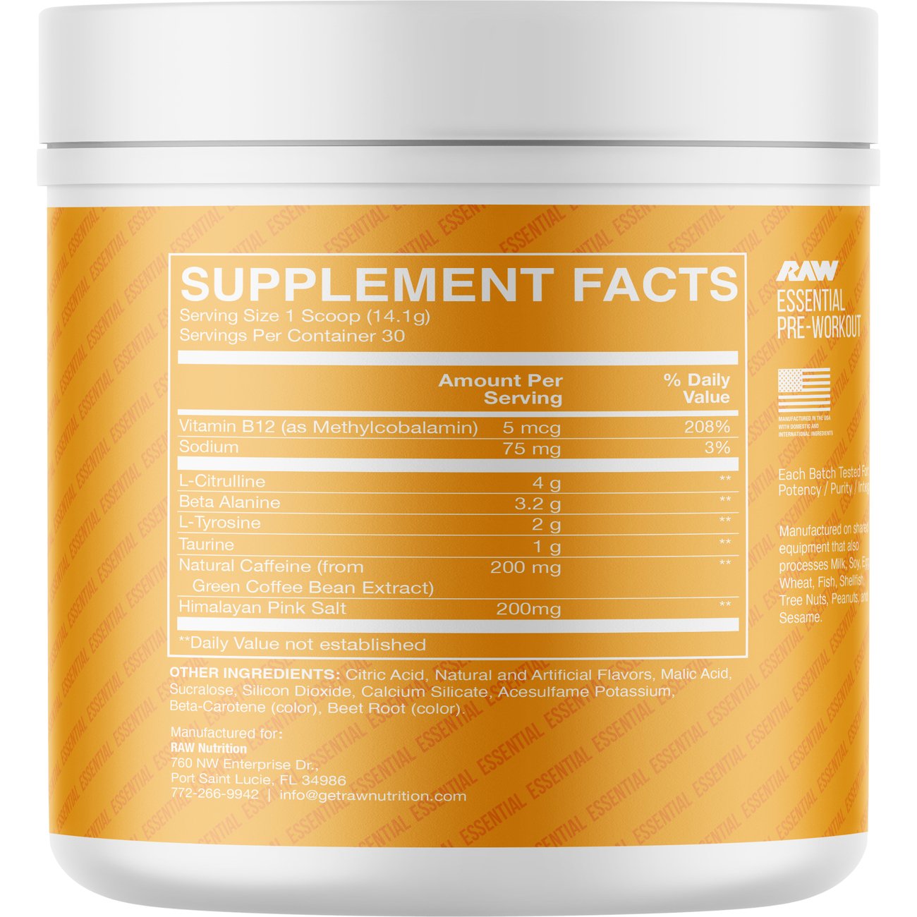 Raw Bum Essential Pre-Workout - Peach Mango