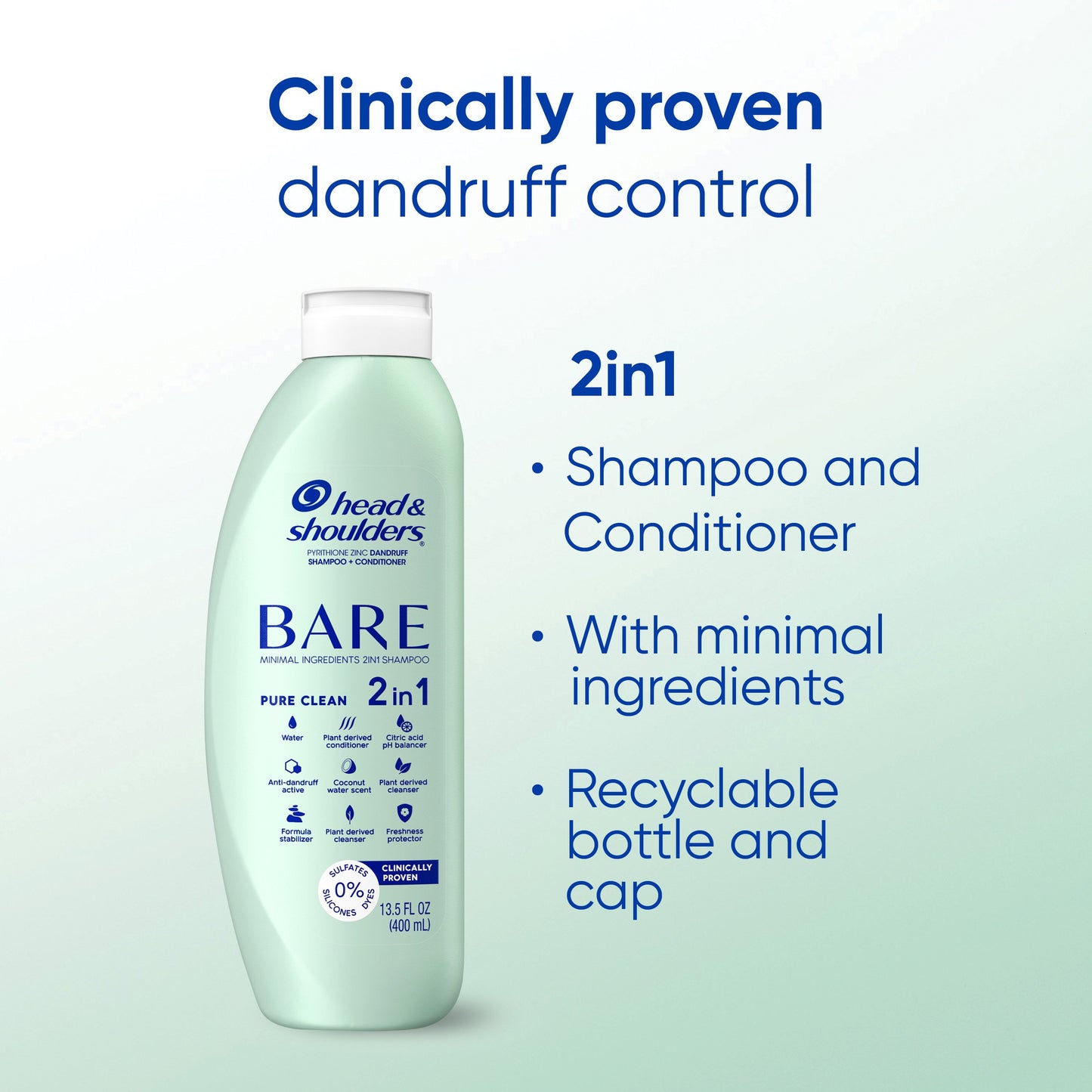 Head & Shoulders Bare 2-in-1 Pure Clean Dandruff Shampoo & Conditioner