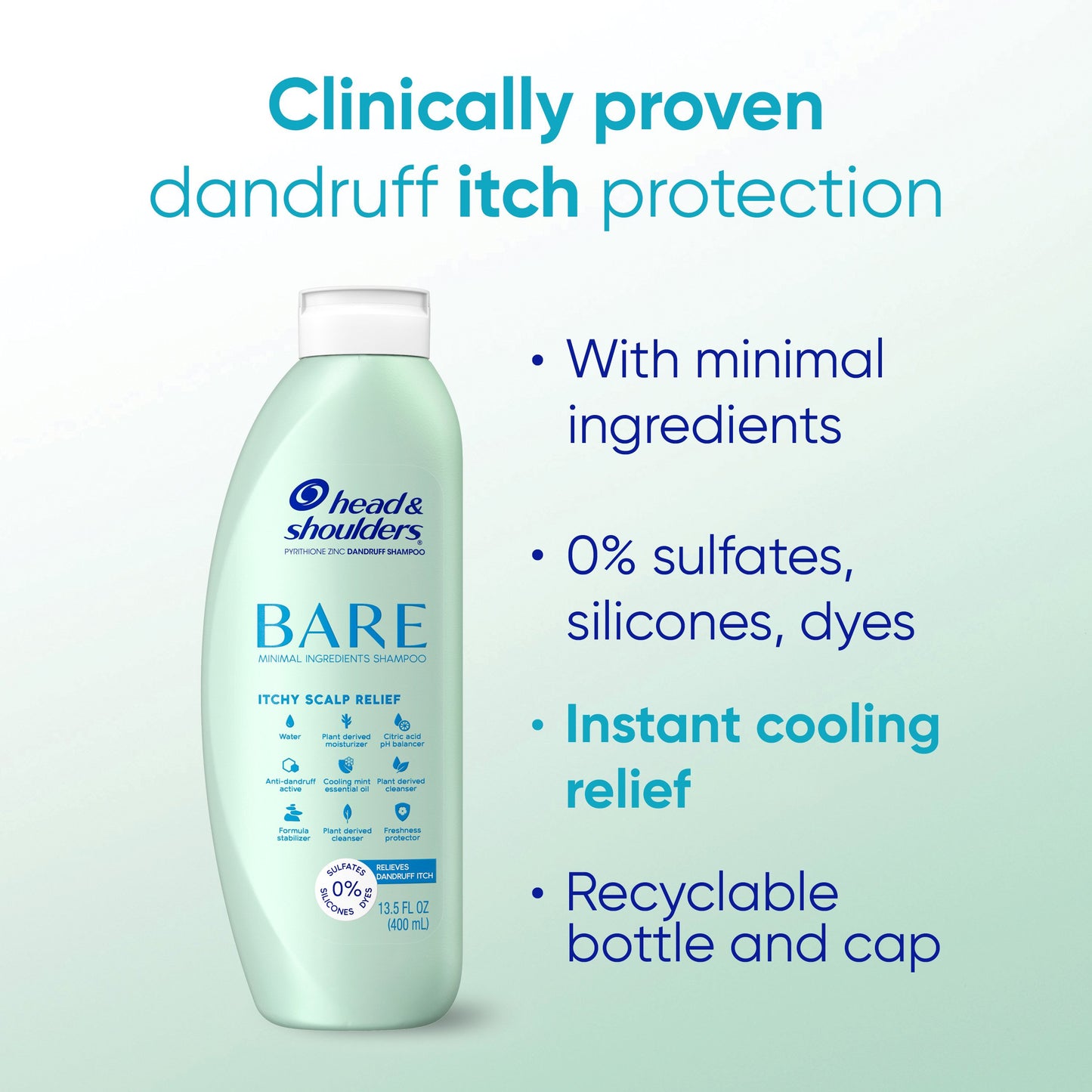 Head & Shoulders Bare 2-in-1 Itchy Scalp Relief Dandruff Shampoo