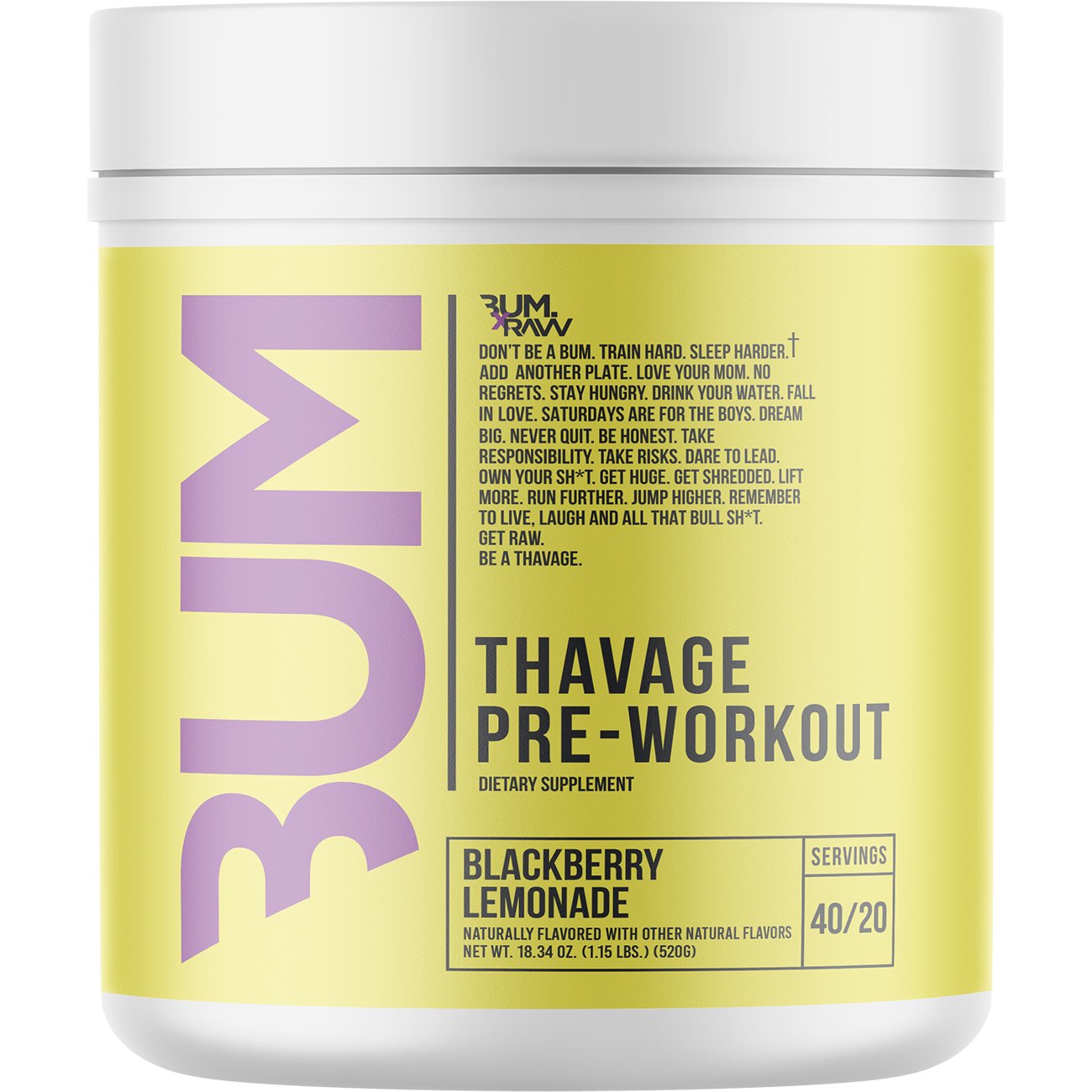 Raw Bum Thavage Pre-Workout - Blackberry Lemonade