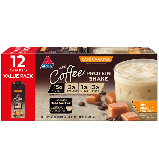 Atkins Iced Coffee 15g Protein Shake - Cafe Caramel