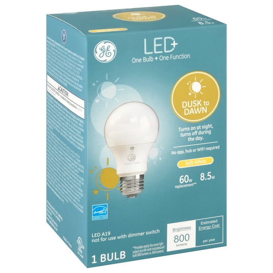 GE Dusk To Dawn A19 60-Watt LED+ Light Bulb - Soft White