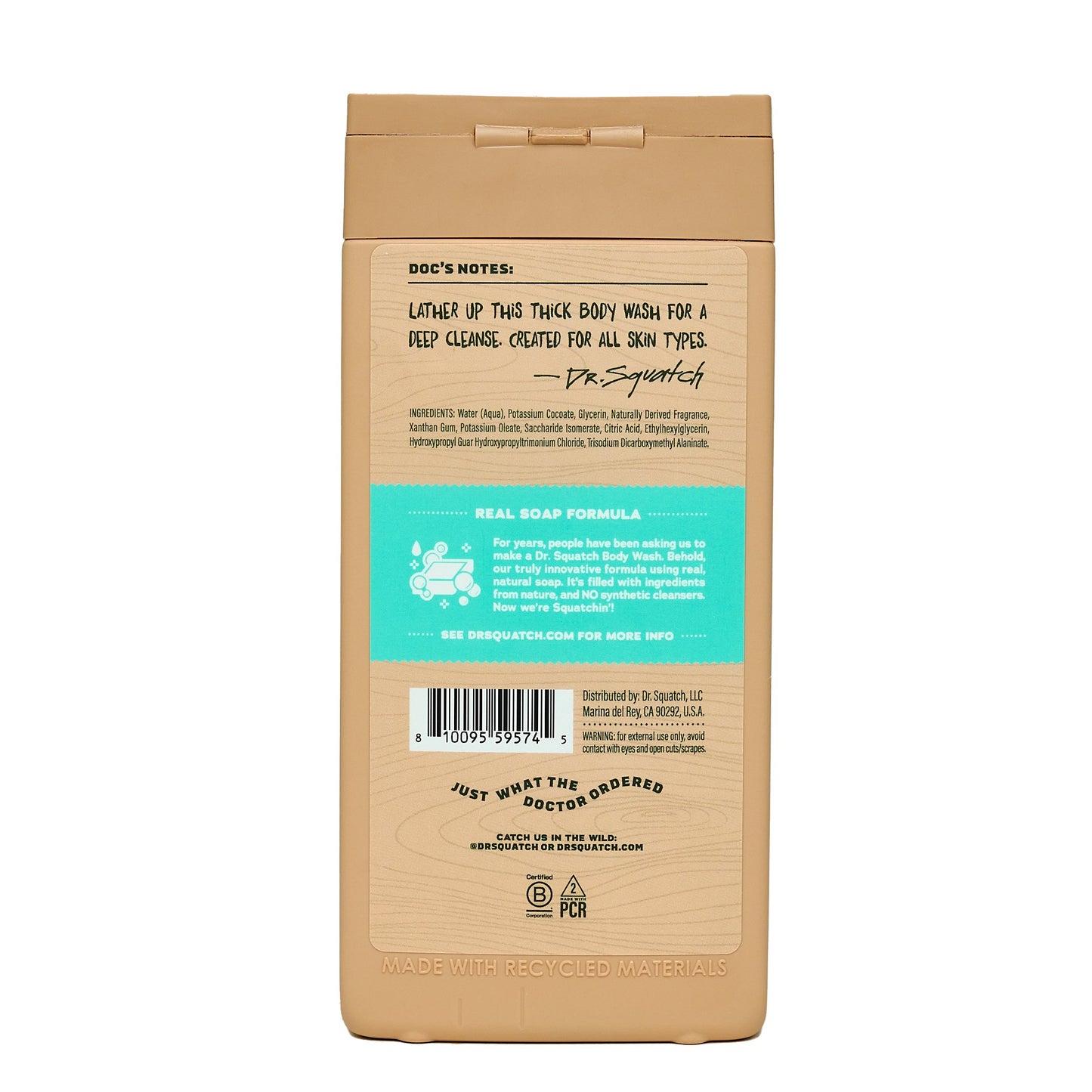 Dr. Squatch Men's Natural Body Wash - Coconut Castaway