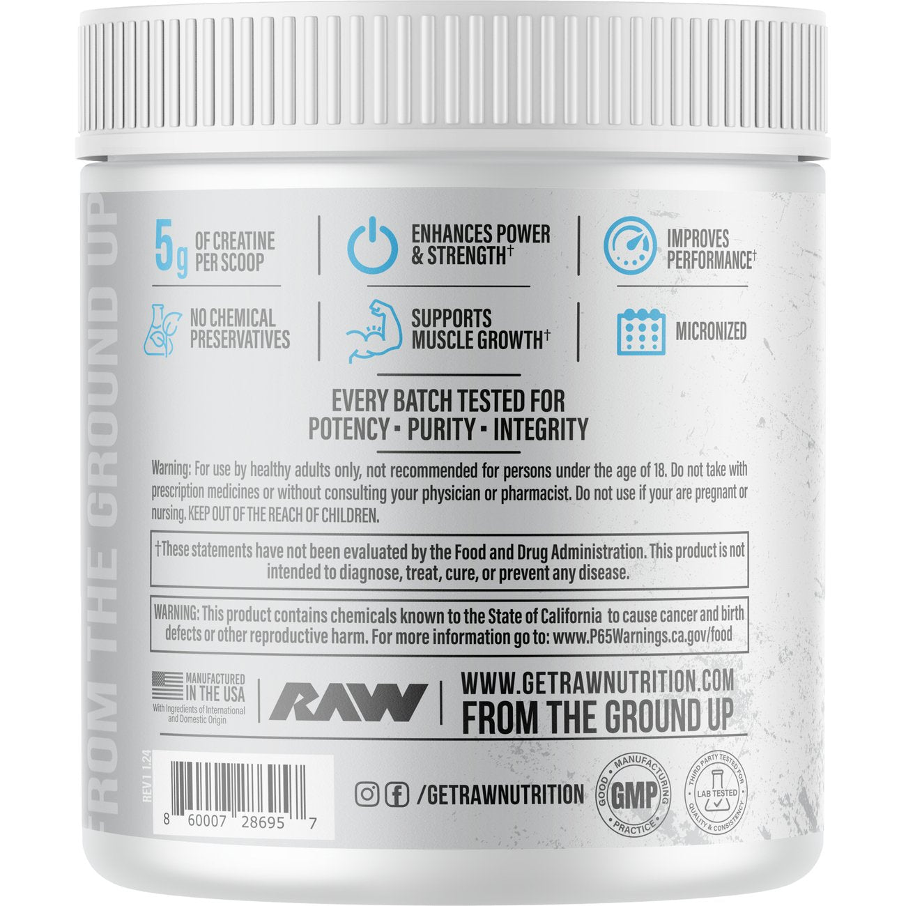 Raw Creatine Monohydrate - Unflavored