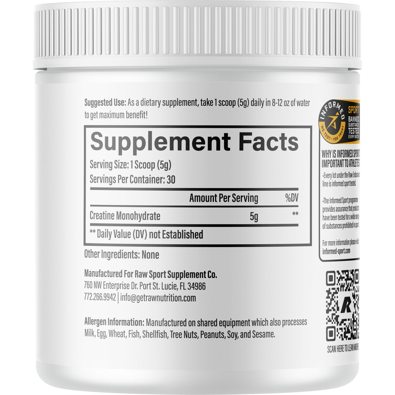 Raw Creatine Monohydrate - Unflavored
