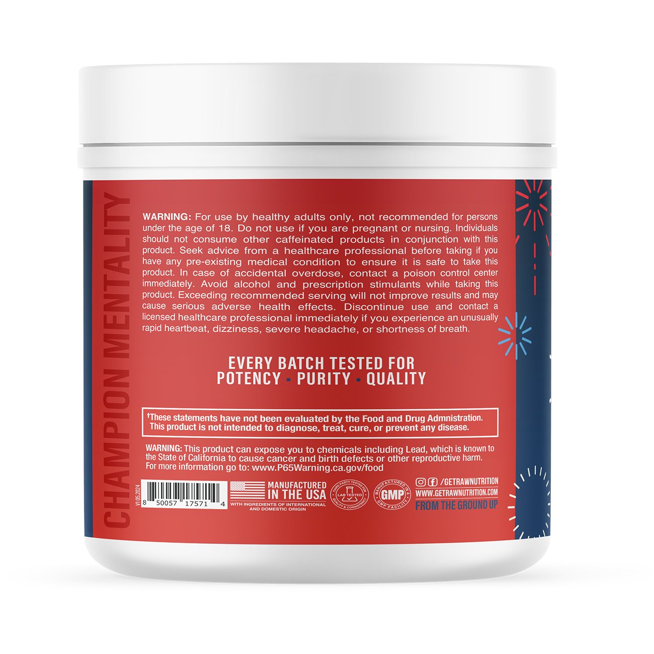 Raw Essential Pre-Workout - Red, White, Bum