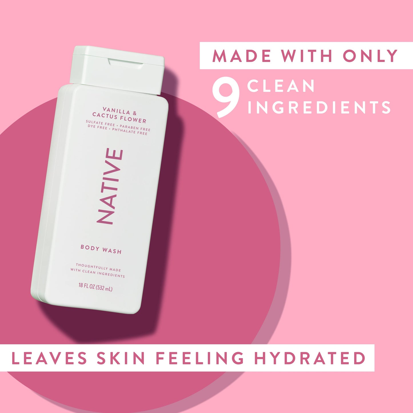 Native Body Wash - Vanilla & Cactus Flower, Sulfate Free