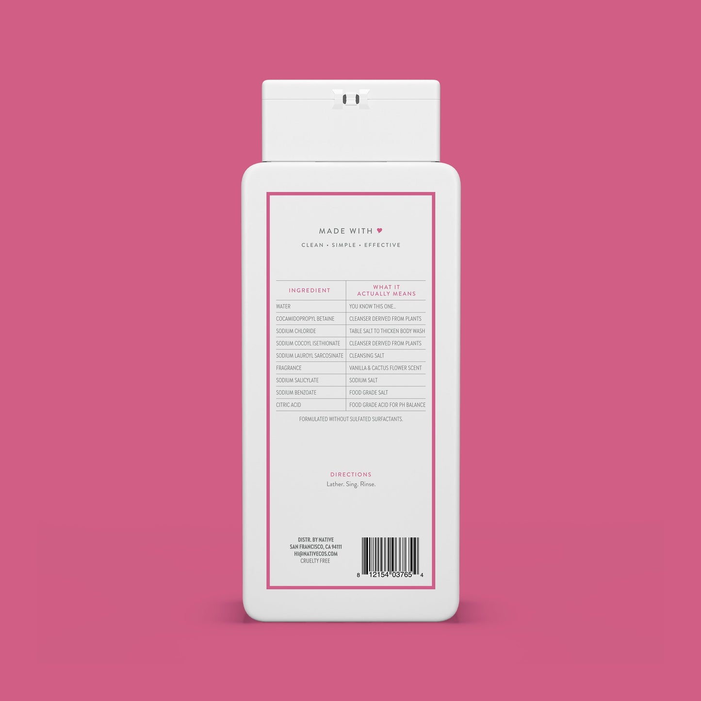 Native Body Wash - Vanilla & Cactus Flower, Sulfate Free