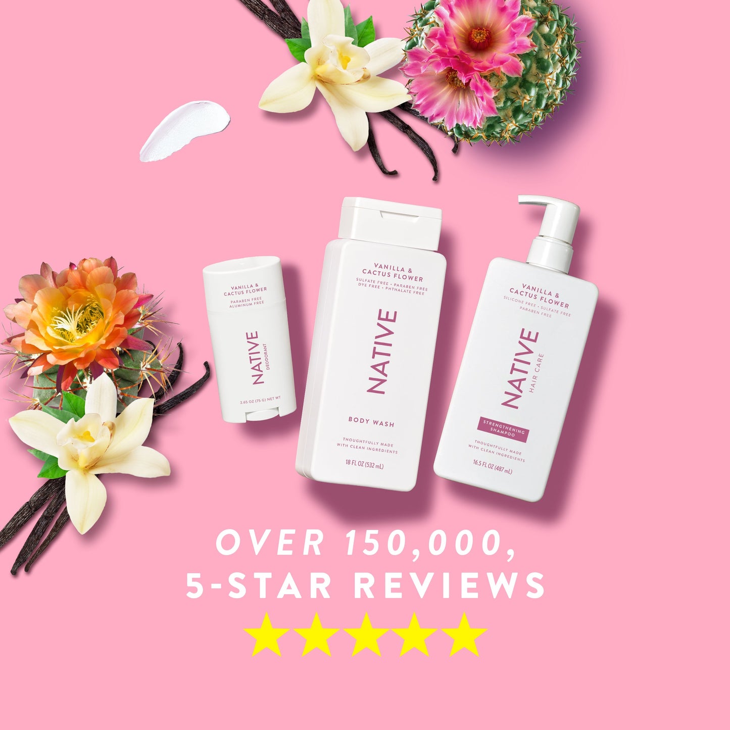 Native Body Wash - Vanilla & Cactus Flower, Sulfate Free