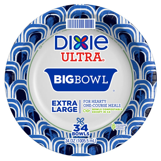 Dixie Ultra Compostable 34 oz Paper Bowls