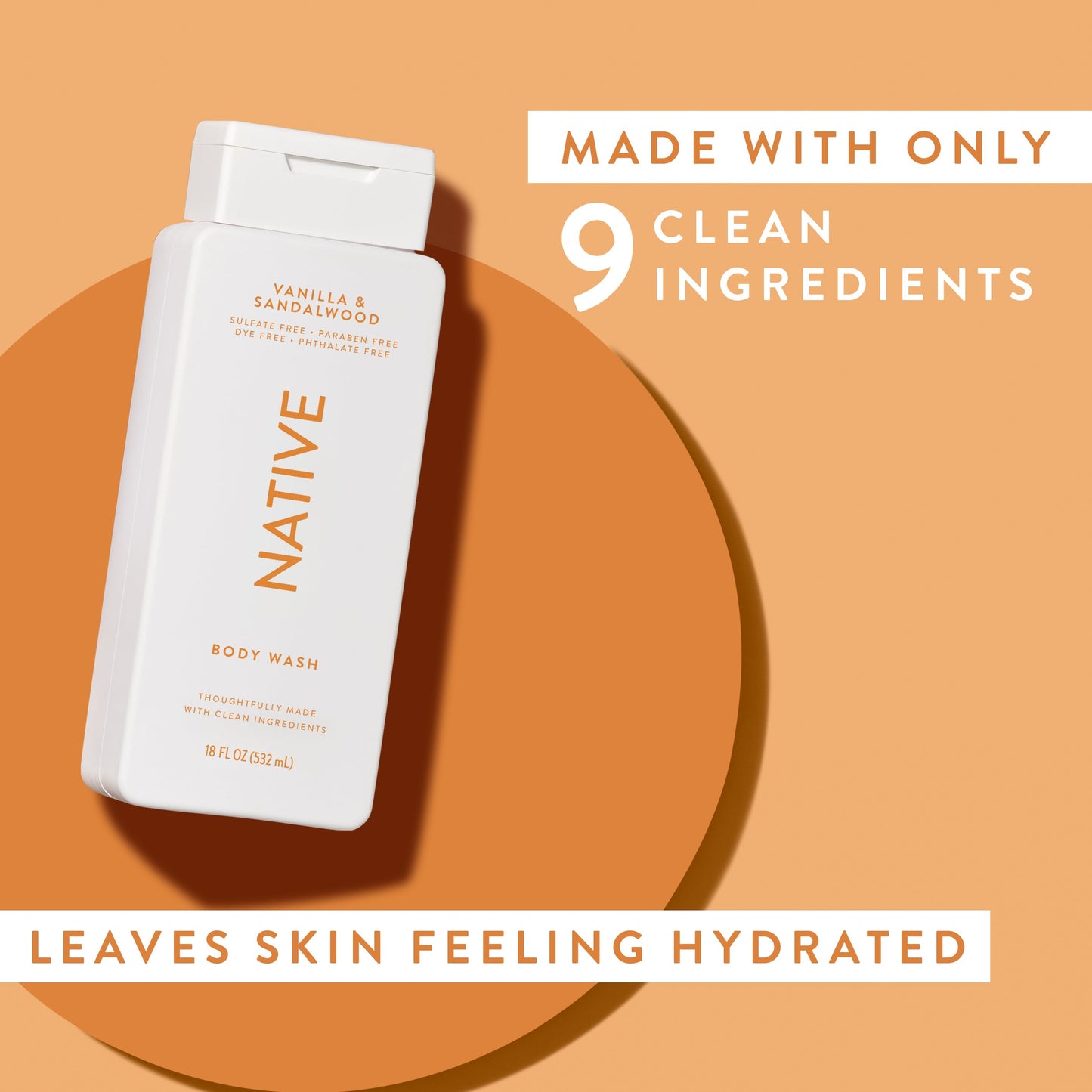 Native Bodywash - Vanilla & Sandalwood, Sulfate Free