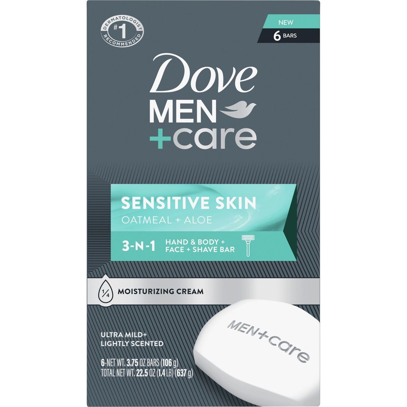 Dove Men+Care Senstive Skin 3-in-1 Bar Soap - Oatmeal & Aloe