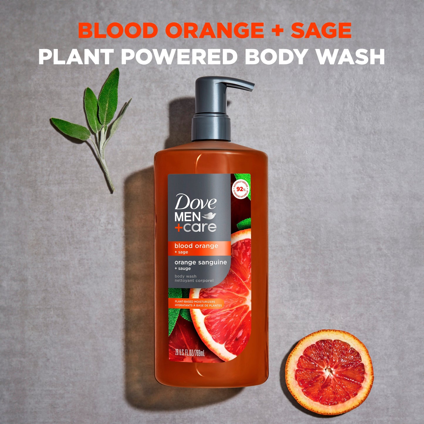 Dove Men+Care Plant-Based Moisturizing Face & Body Wash - Blood Orange & Sage