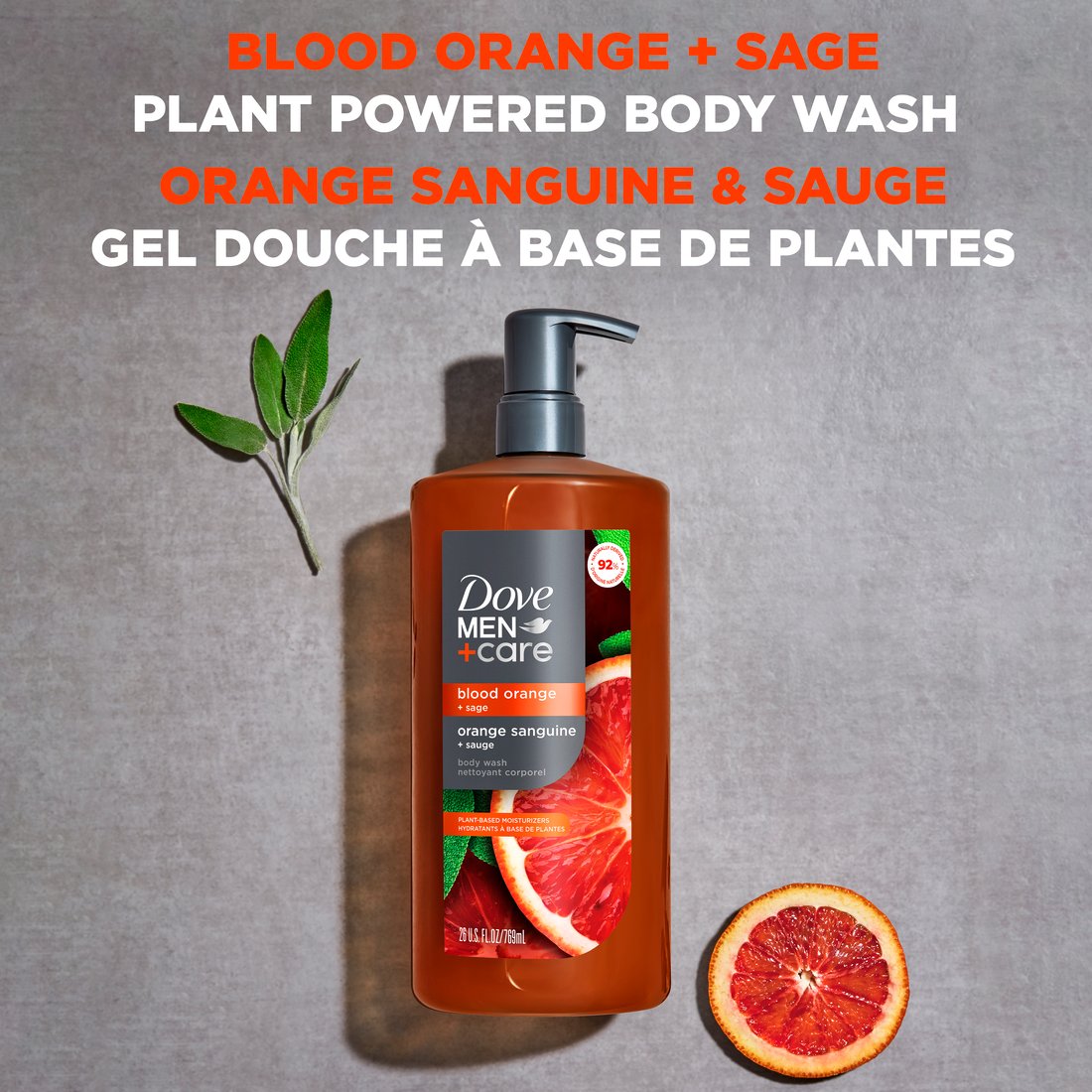 Dove Men+Care Plant-Based Moisturizing Face & Body Wash - Blood Orange & Sage