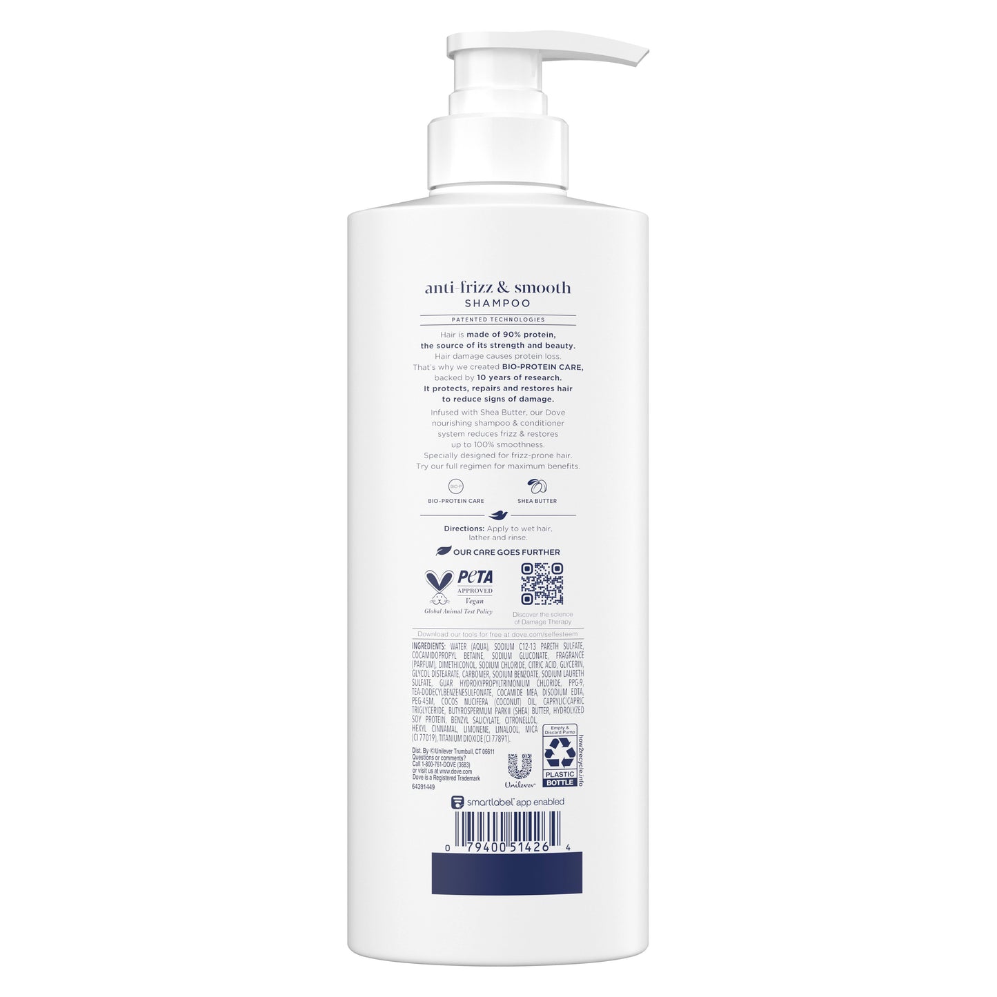 Dove Anti-Frizz & Smooth Damage Therapy Shampoo with Shea Butter