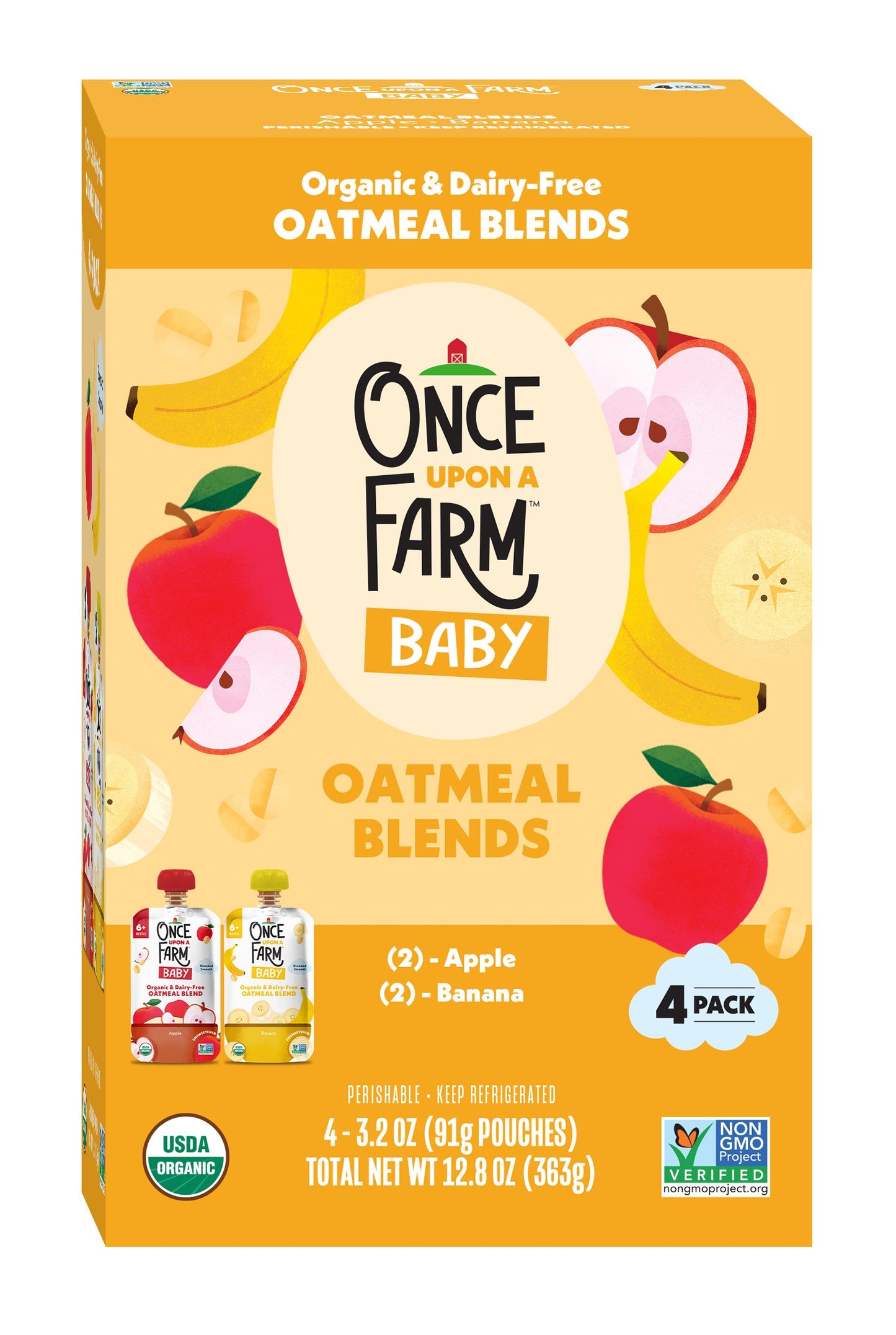 Once Upon a Farm Baby Organic & Dairy Free Oatmeal Blend Pouch - Apple & Banana