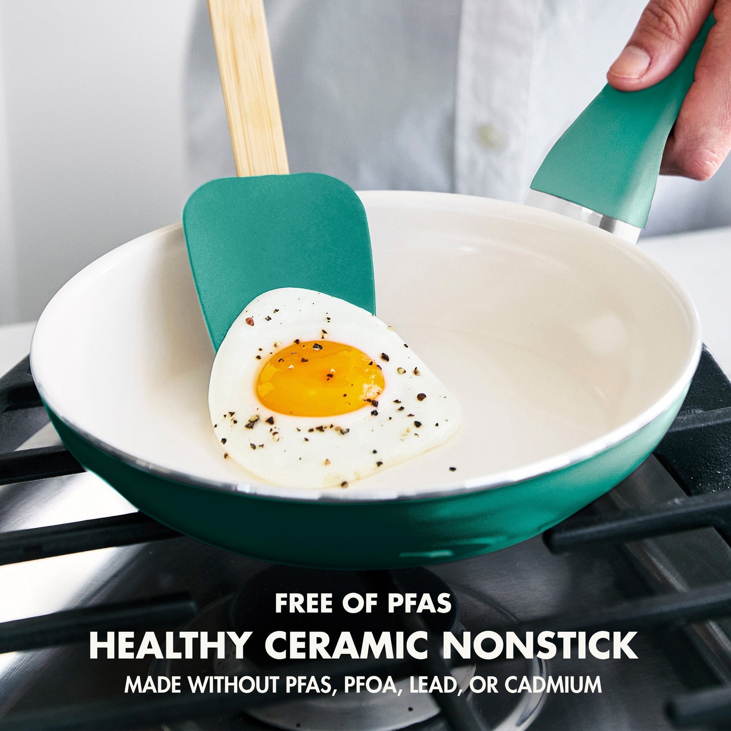 GreenPan Rio 8'' Frying Pan With Spatula - Turquoise