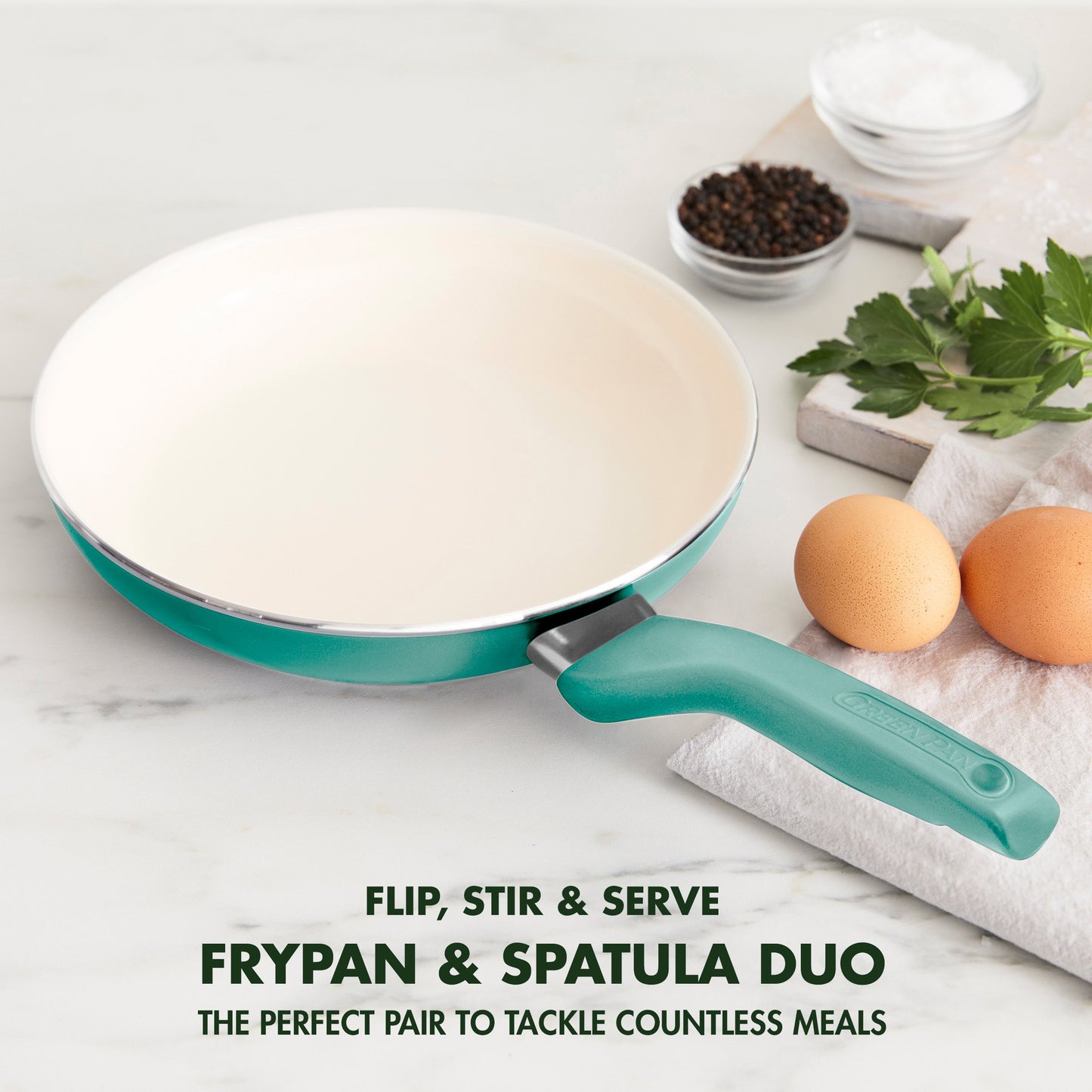 GreenPan Rio 8'' Frying Pan With Spatula - Turquoise