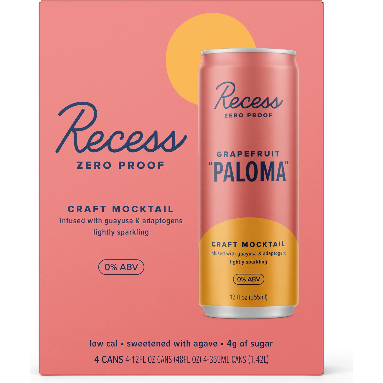 Recess Zero Proof Grapefruit Paloma Craft Mocktail 4 pk Cans