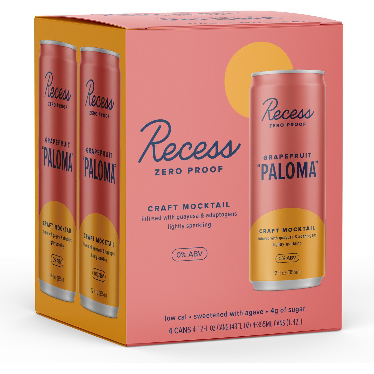 Recess Zero Proof Grapefruit Paloma Craft Mocktail 4 pk Cans