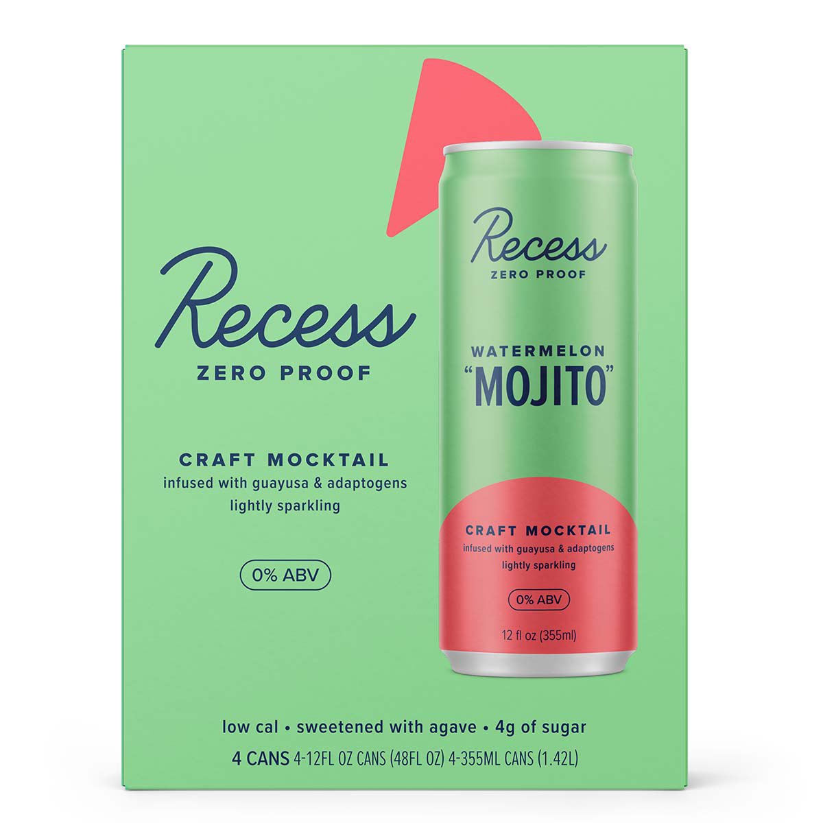 Recess Zero Proof Watermelon Mojito Craft Mocktail 4 pk Cans