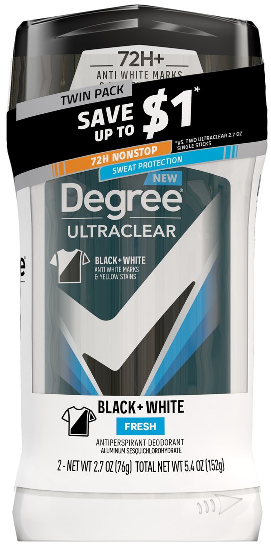 DEGREE FOR MEN Degree For Men Anti Perspirant Black & White Fresh Twin Pack