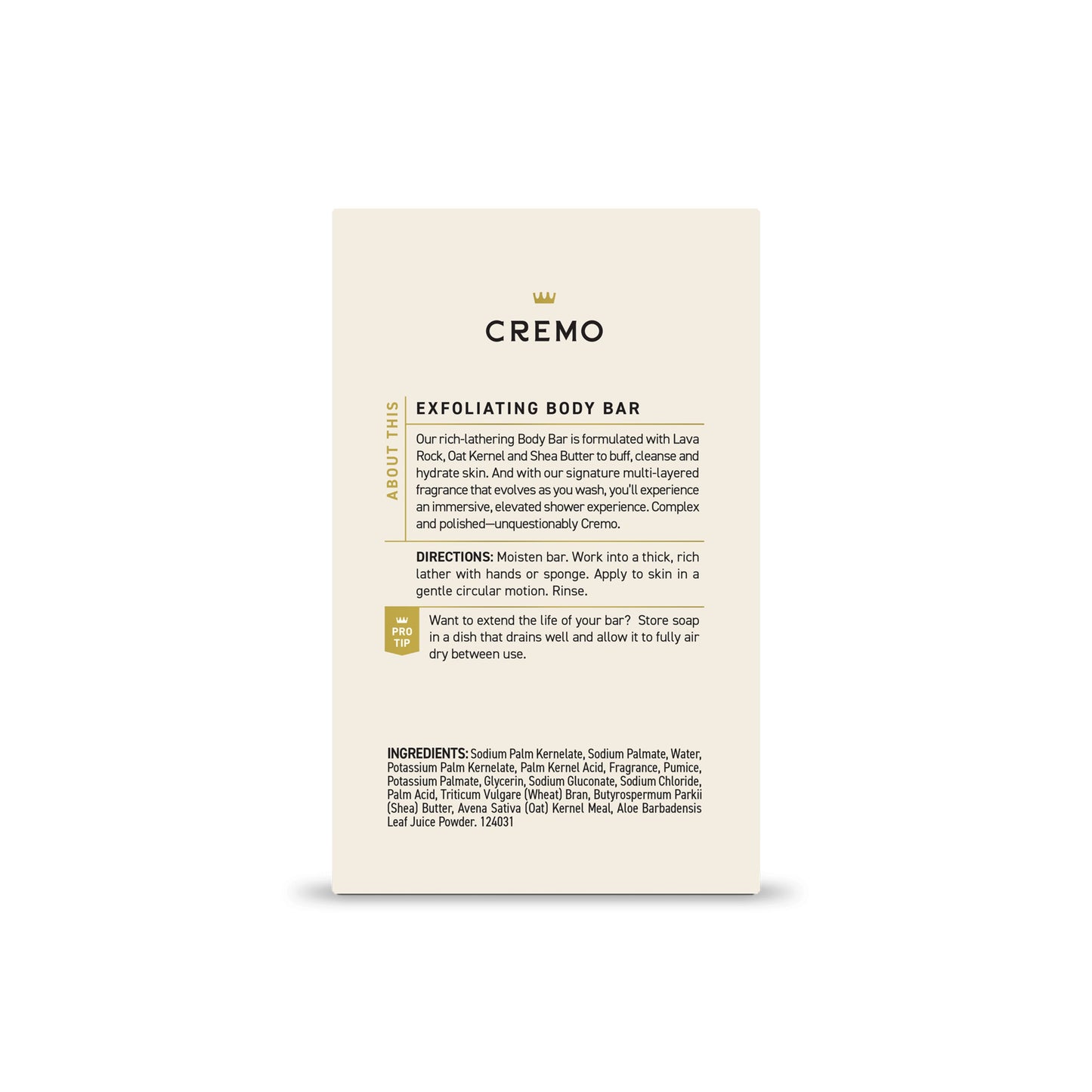Cremo Exfoliating Body Bar - Italian Bergamot