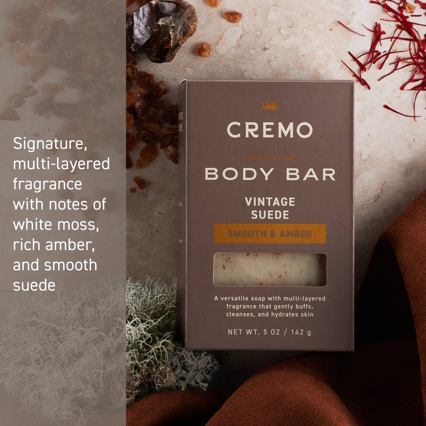 Cremo Exfoliating Body Bar - Vintage Suede