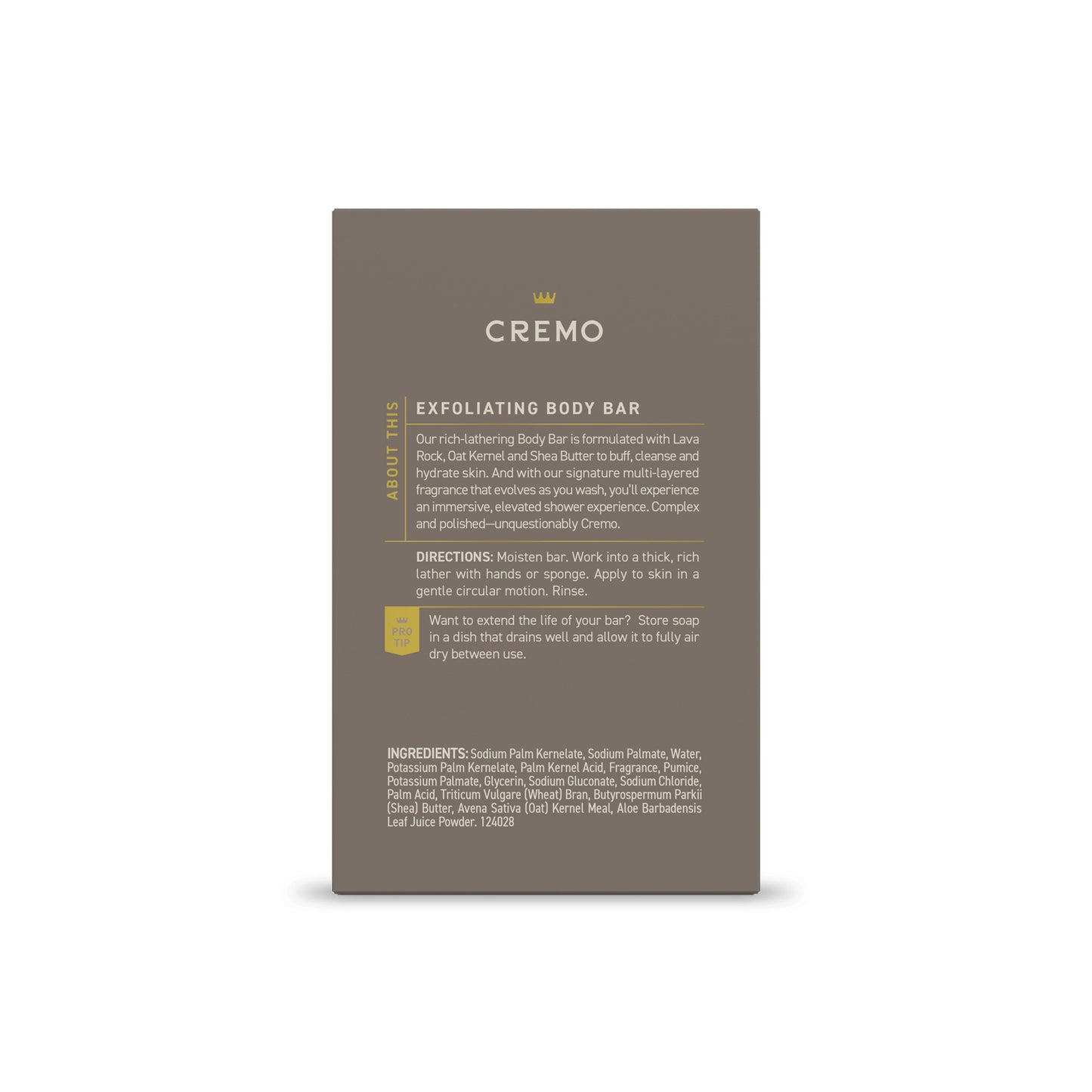 Cremo Exfoliating Body Bar - Vintage Suede