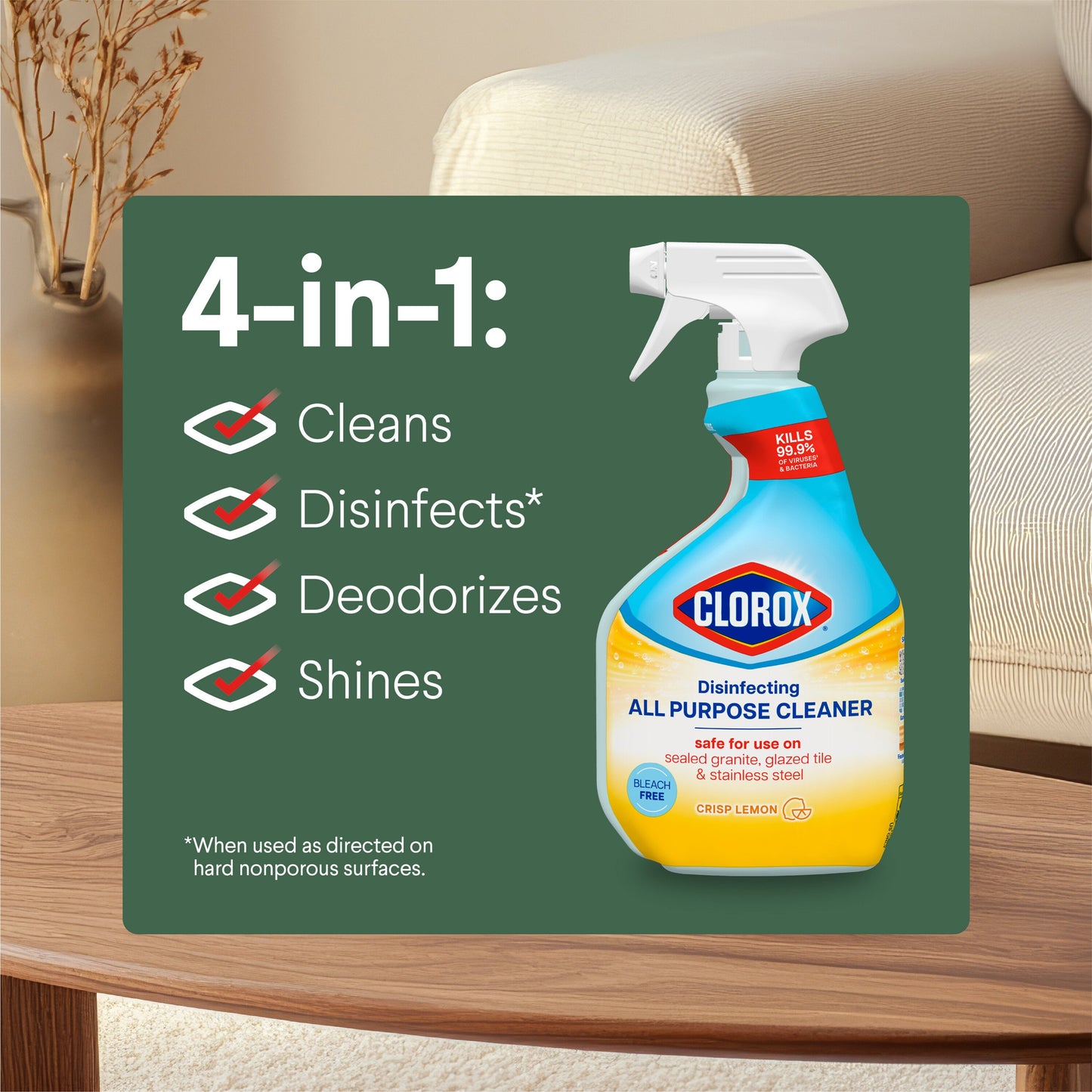 Clorox Disinfecting All Purpose Cleaner Bleach Free - Crisp Lemon