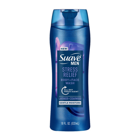 Suave Men's 2-in-1 Stress Relief Body & Face Wash - Lavendar & Cedarwood