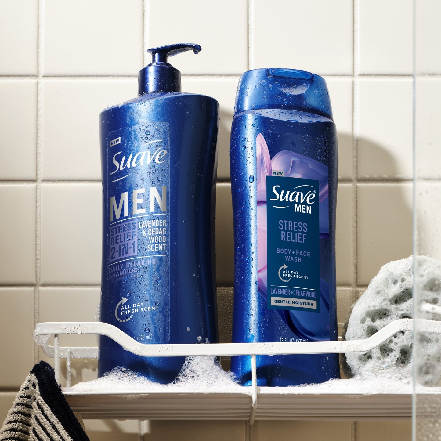 Suave Men's 2-in-1 Stress Relief Body & Face Wash - Lavendar & Cedarwood